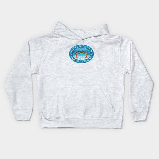 Outer Banks, North Carolina, Swimming Blue Crab Kids Hoodie by jcombs